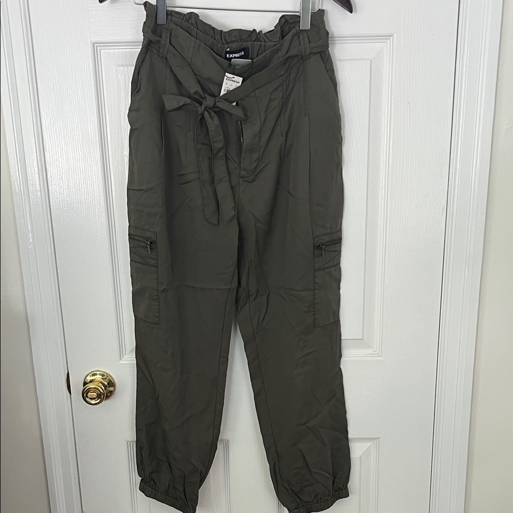 Express Olive Green High-Rise Pants